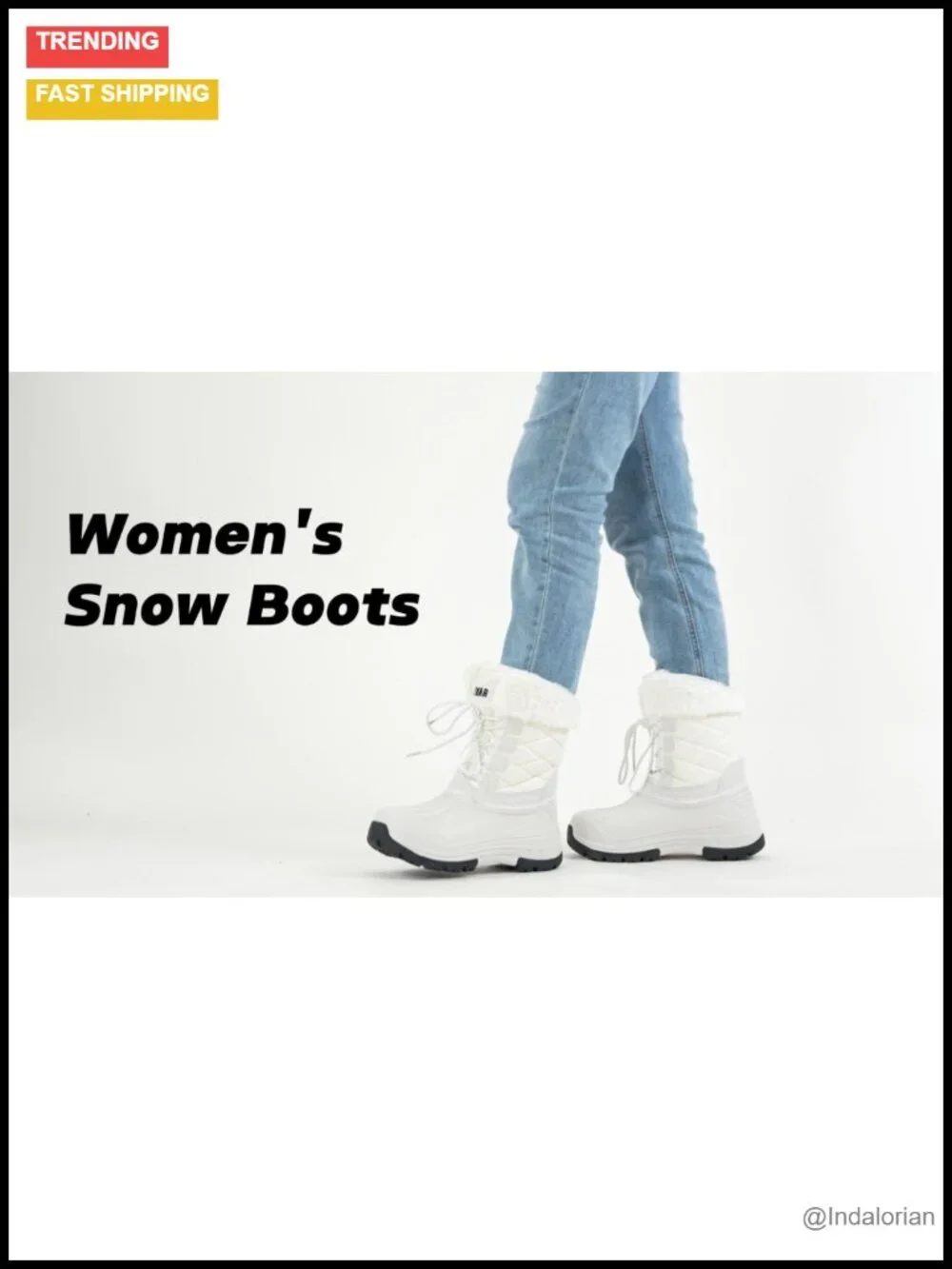 Women's Waterproof Mid Calf Snow Boots Faux Fur Lined Lightweight Warm